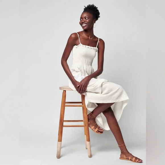 NWT!! Faherty - Dream Cotton Gauze Lakeview Dress - White - Size Medium - Picture 2 of 12